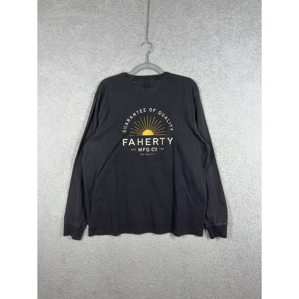 Faherty Men's XL Black Long Sleeve Graphic T-Shirt Guarantee of Quality